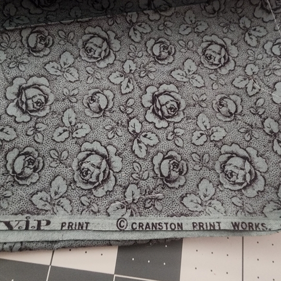 1.67 yards of Cranston Prints Green with Black Rose Highlights Cotton Fabric - Picture 3 of 3